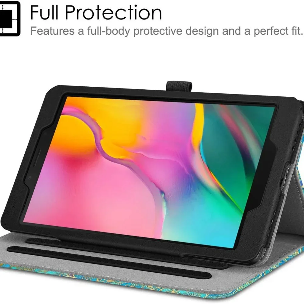 Galaxy Tablet Case With Multi-angle Viewing Stand & Pocket, Blue Paisley Samsung